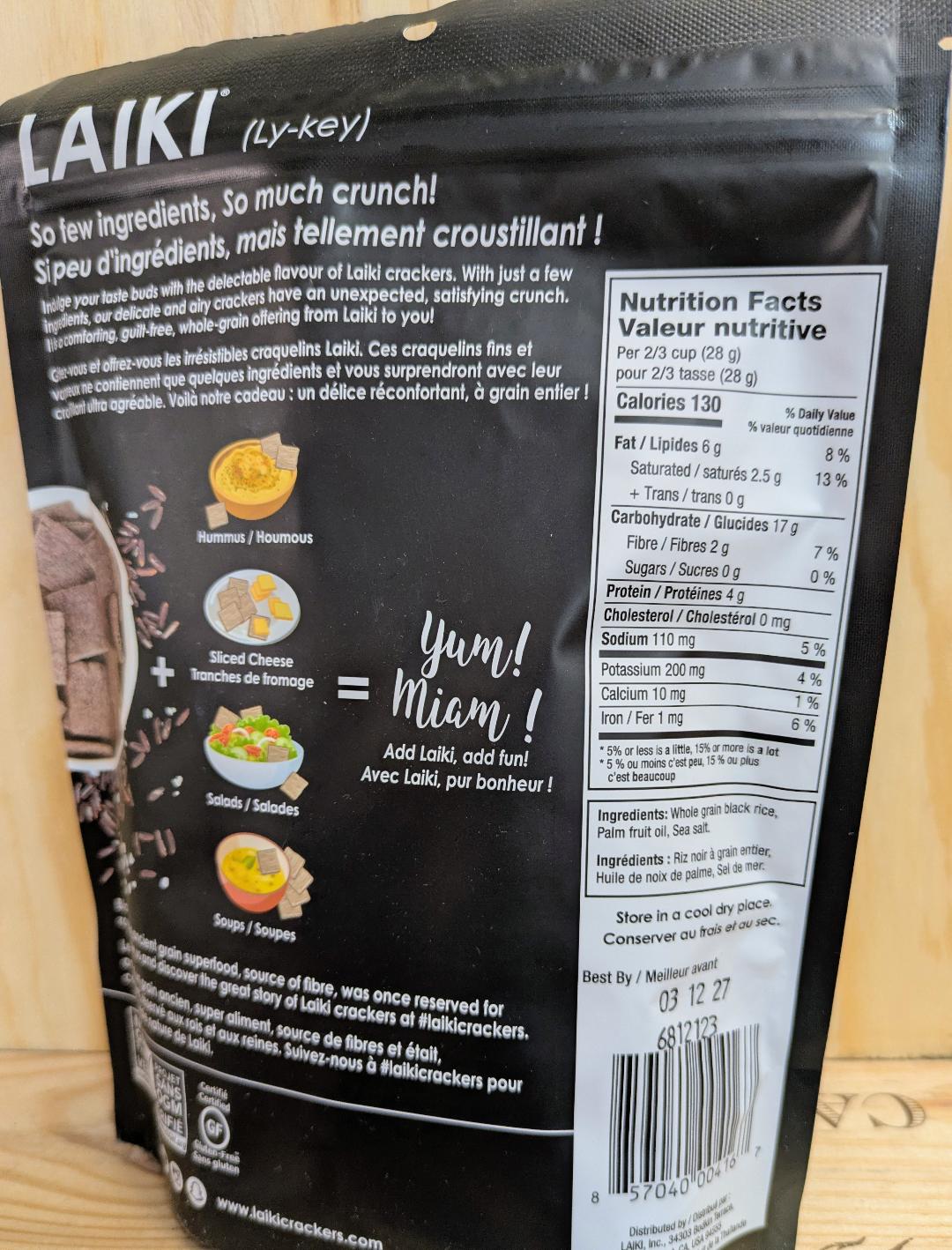 Gluten Free Laiki Black Rice Crackers