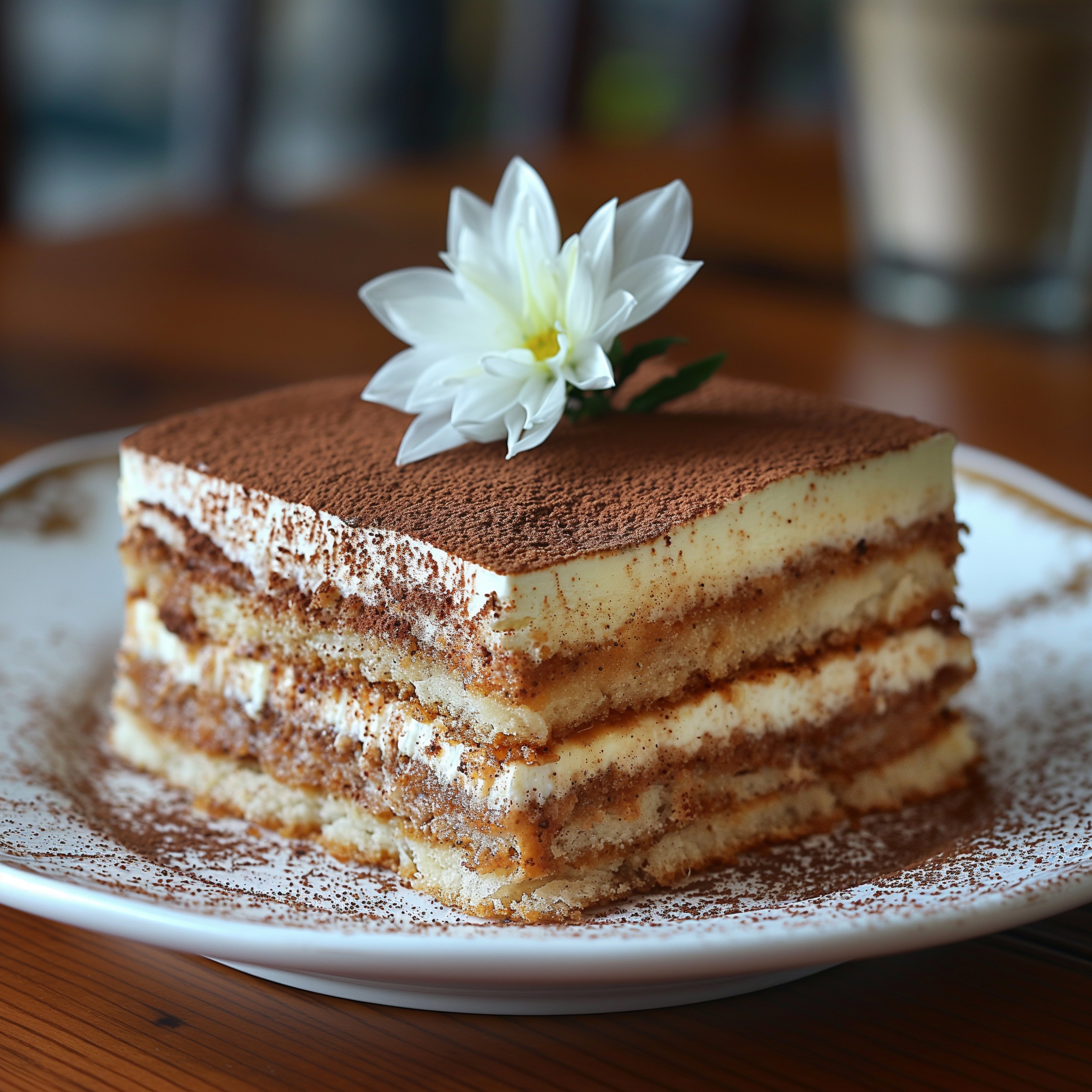 Tiramisu frozen in glass dish