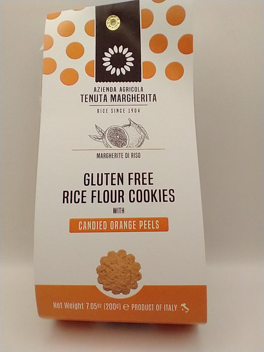 Gluten Free Rice Flour Cookies with Candied Orange Peel